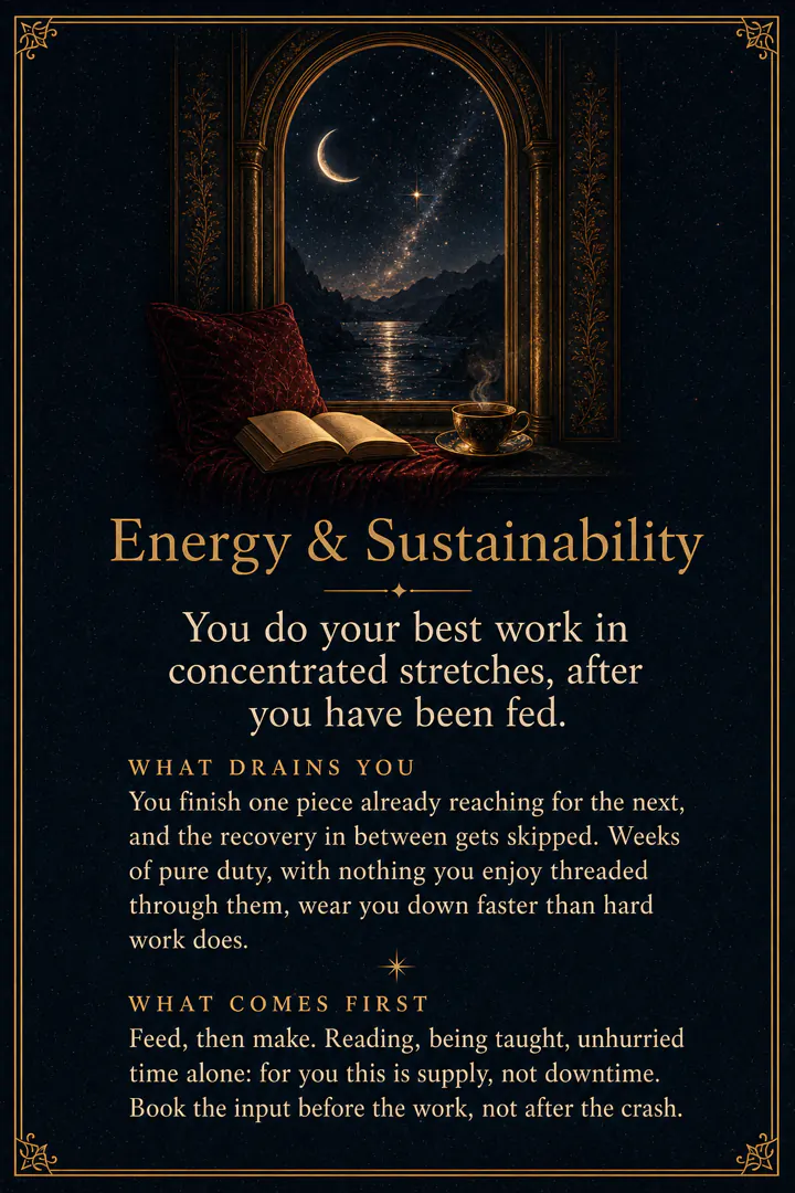 The Energy and Sustainability page: an open book and a cup of tea on a window seat beneath the stars
